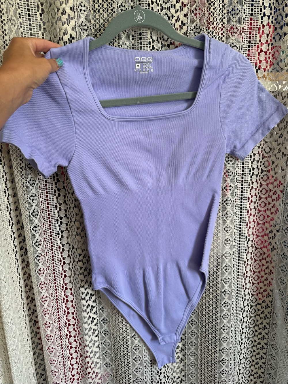 Lavender Scoop Neck Short Sleeve Bodysuit
